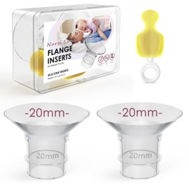 Nursi Luna Flange Inserts 20mm for 24mm Flange/Shield, Flange Sizing Kit Silicone Flange Insert, Reduce 24mm Nipple Tunnel Down to 13mm, Breastfeeding Essentials Kit for New Moms, 2PCS