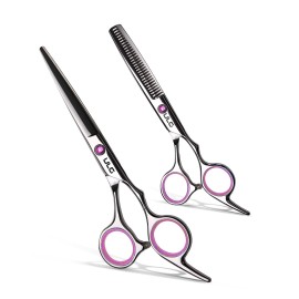 Hair Cutting Scissors Thinning Shears Kit ULG Professional Hairdressing Texturizing Salon Razor Edge Scissor Japanese Stainless Steel 6.5 inch Pink