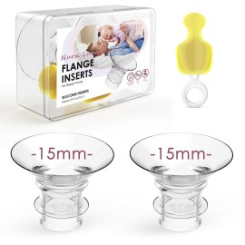 Nursi Luna Flange Inserts 15mm for 24mm Flange/Shield, Flange Sizing Kit Silicone Flange Insert, Reduce 24mm Nipple Tunnel Down to 13mm, Breastfeeding Essentials Kit for New Moms, 2PCS