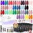 ROSALIND 28 Colors Poly Nail Gel Kit with Mini Lamp Clear Neon Christmas Poly Nail Gel Starter Kit for Beginners Halloween All Seasons Classic Colors with Everything