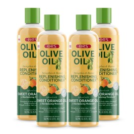 ORS Olive Oil Strengthen & Nourish Replenishing Conditioner infused with Sweet Orange Oil for Revitalizing Moisture 12.25 Ounce (Pack of 4)