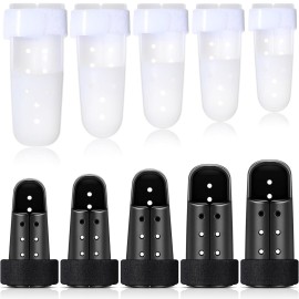 BBTO 10 Pcs Mallet Finger Splint, 5 Sizes Finger Support Brace Stabilizer Straightener Plastic Fingertip Protectors Arthritis Knuckle Immobilization for Thumb Pinky Middle Index Ring(White, Black)