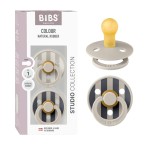 BIBS Pacifiers - Studio 2 Pack | Round Nipple Baby Pacifier | BPA Free Natural Rubber Latex Soother | Made in Denmark | Size 0+ Months | Block Sand