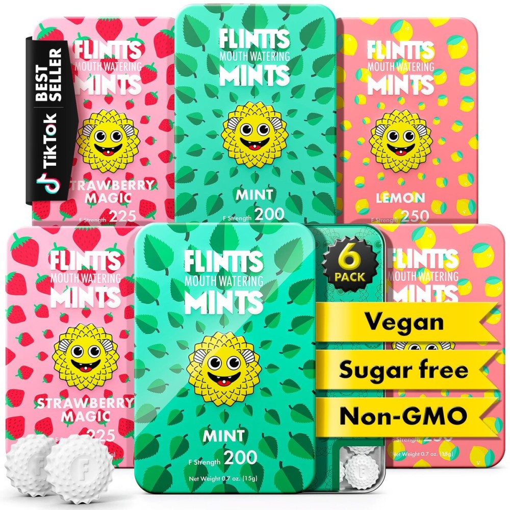 Flintts Mints After Party Pack - Sugar Free Mouthwatering Mints for Dry Mouth Relief & Freshness - Vegan Oral Health Support with Sparkle Effect - Pocket Travel Saliva Substitute, Lozenges Alternative