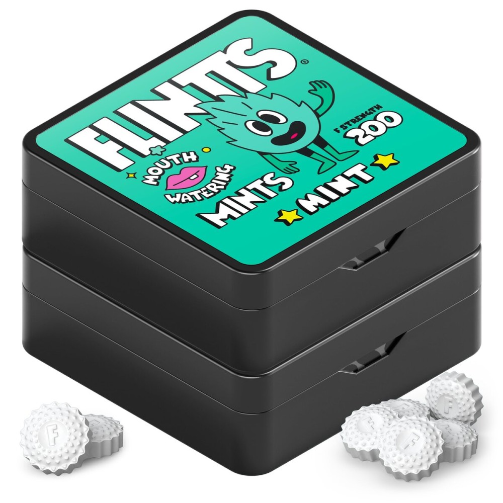Flintts Mints Mint Stash - Sugar Free Mouthwatering Mints for Dry Mouth Relief & Freshness - Vegan Oral Health Support with Sparkle Effect - Pocket Travel Saliva Substitute, Lozenges Alternative, 2 Refill Packs