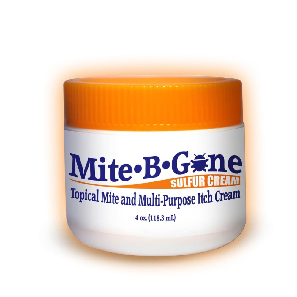 Mite-B-Gone Mite Treatment Cream 4oz | 10x Sulfur Cream for Human Mites, Bites, & Itching | Child & Adult Safe | Fast Relief for All Skin Types