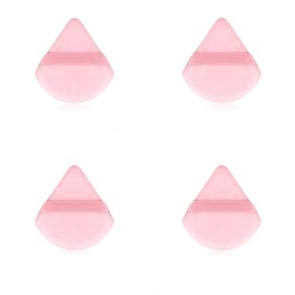 4 facial soft triangle puffs, wet and dry makeup tools, used for powder, mineral powder, body powder, foundation make-up, washable powder puffs (Pink)