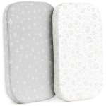 Bassinet Sheets Boy - 2-Pack Soft Fitted Bassinet Sheets, Organic Cotton, Breathable & Cozy, Fits 32x16x4 Inch Rectangle, Oval & Hourglass Mattresses (Grey)