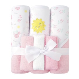Viviland Baby Towels and Baby Wash Cloths Set Hooded Baby Towels Baby Wipes Absorbent Bath Face Towels Burp Cloths or Face Towels for Girl Boy 6-Pack Size 28 x 28 Inch(Sunshine)