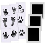Zemiu Baby Handprint and Footprint L Standard Size 3.93 * 3.2, 3 Pcs Baby Handprint Ink Pads with Clean-Touch & 9 Imprint Cards Safe for Keepsake,Pet Paw Print-Black