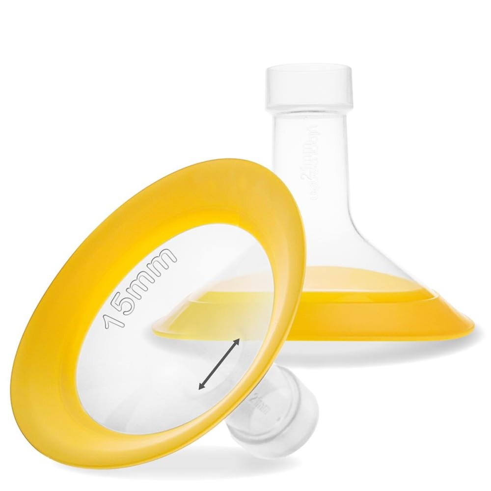 Nenesupply 15mm Oval Flanges Compatible with Medela Breast Pump Parts Replace 17mm Flange Accessories. Work with Pump in Style Parts Symphony Parts Swing Maxi Harmony and Personalfit Flex Connector