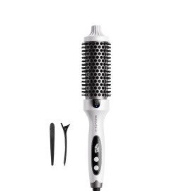 Wavytalk Blowout Boost Thermal Brush, 1.5 inch Heated Round Brush for Blowout Look, Negative Ion Technology, Ceramic Tourmaline, 5 Temperature Settings, Dual Voltage, White