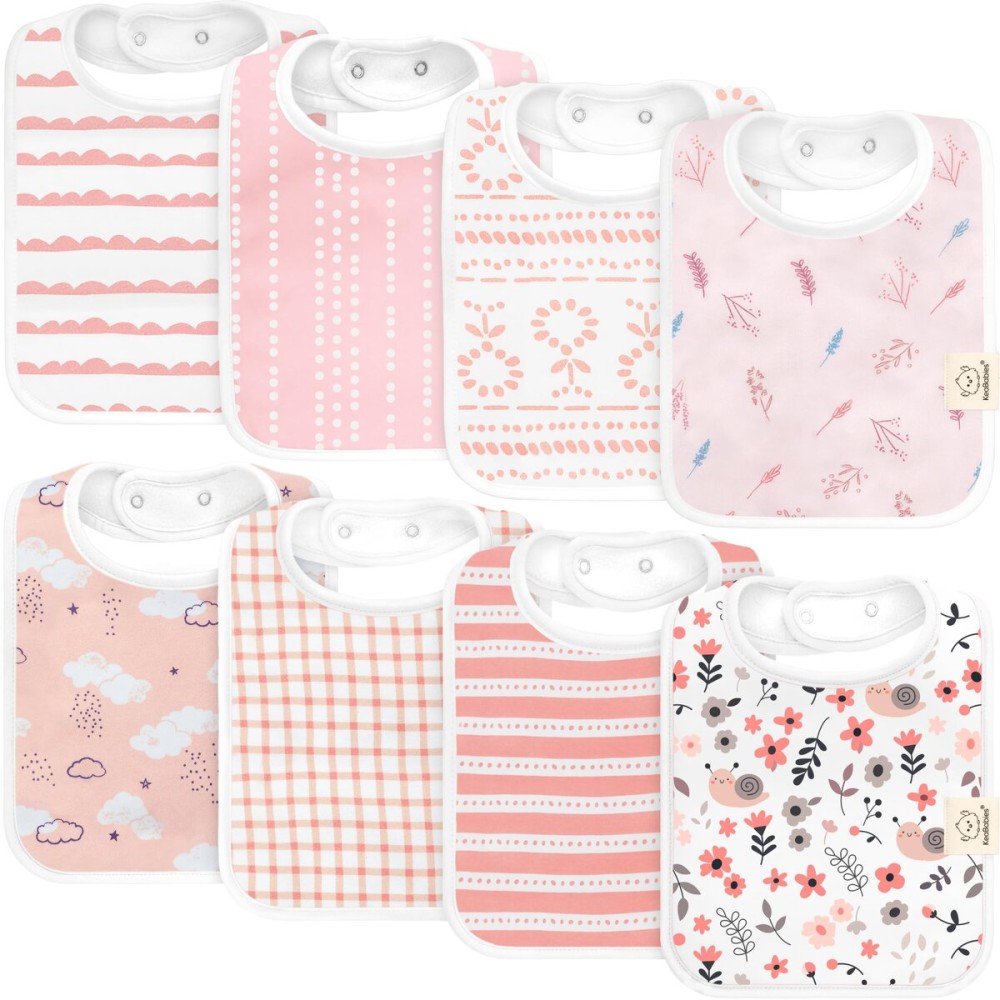 KeaBabies 8-Pack Organic Baby Bibs for Boys, Girls - Super Absorbent Cotton Drool Bibs for Baby Girl & Boy, Teething Toddler, Drooling Newborn, Ultra Soft & Machine Washable (Sweet Charm)