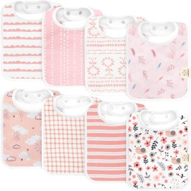 KeaBabies 8-Pack Organic Baby Bibs for Boys, Girls - Super Absorbent Cotton Drool Bibs for Baby Girl & Boy, Teething Toddler, Drooling Newborn, Ultra Soft & Machine Washable (Sweet Charm)