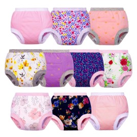BIG ELEPHANT Baby Girls Training Underwear, Toddler Cotton Potty Training Pants Soft Absorbent, 9-10Y Pink