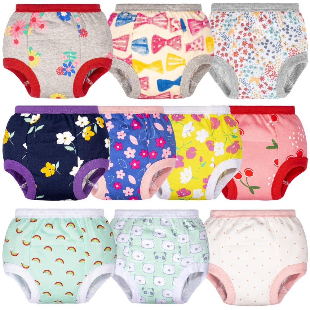 BIG ELEPHANT Baby Girls Training Underwear, Toddler Cotton Potty Training Pants Soft Absorbent, 9-10Y