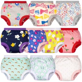 BIG ELEPHANT Baby Girls Training Underwear, Toddler Cotton Potty Training Pants Soft Absorbent, 9-10Y