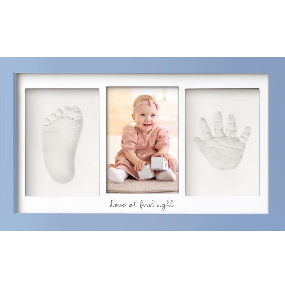 KeaBabies Baby Hand and Footprint Kit - Clay Handprint Keepsake Frame, Newborn Nursery Picture Frame, Personalized New Mom Gifts for Baby First Christmas Shower (Cornflower)