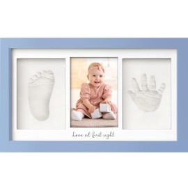 KeaBabies Baby Hand and Footprint Kit - Clay Handprint Keepsake Frame, Newborn Nursery Picture Frame, Personalized New Mom Gifts for Baby First Christmas Shower (Cornflower)