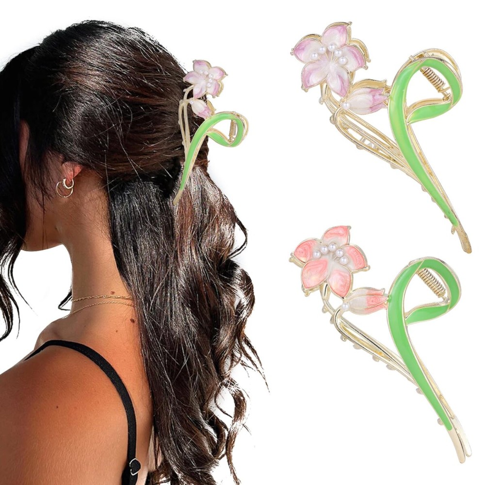 Hair Claw Clips for Women,2Pcs Large Non-Slip Metal Sparkly Hair Clips Strong Hold Hair Accessories for Thin & Thick Hair