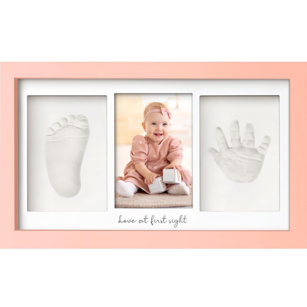 KeaBabies Baby Hand and Footprint Kit - Clay Handprint Keepsake Frame, Newborn Nursery Picture Frame, Personalized New Mom Gifts for Baby First Christmas Shower (Sweet Pink)