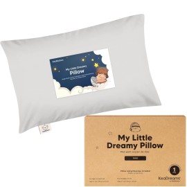 Mini Toddler Pillow with Pillowcase - 9x13 My Little Dreamy Travel Kids Pillow for Sleeping, Toddler Bed, Small, Tiny, Organic Cotton Pillowcase, Soft & Breathable, Kids 2-4 Years Old (French Gray)
