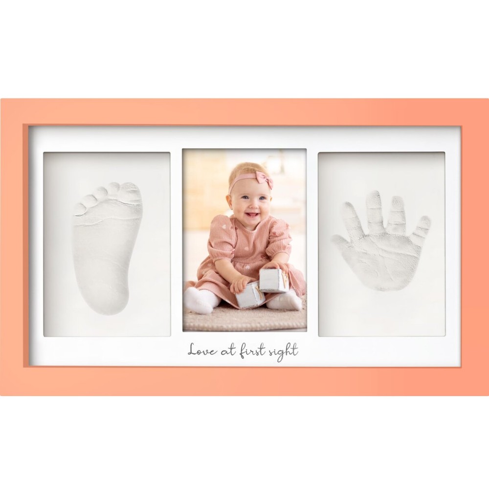 KeaBabies Baby Hand and Footprint Kit - Clay Handprint Keepsake Frame, Newborn Nursery Picture Frame, Personalized New Mom Gifts for Baby First Christmas Shower (Salmon)