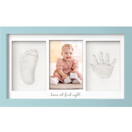 KeaBabies Baby Hand and Footprint Kit - Clay Handprint Keepsake Frame, Newborn Nursery Picture Frame, Personalized New Mom Gifts for Baby First Christmas Shower (Sky Blue)