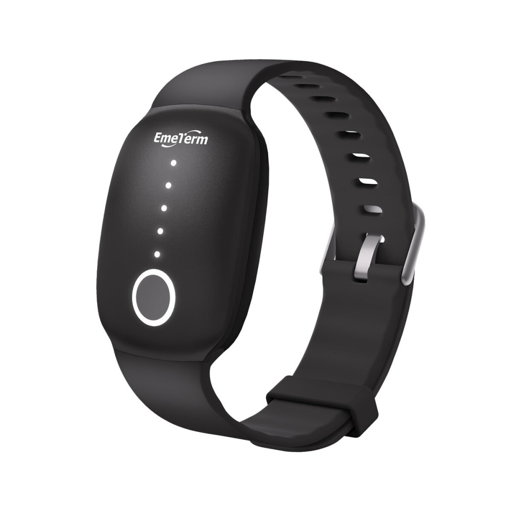 EmeTerm Fashion FDA Cleared Relieve Nausea Electrode Stimulator Morning Sickness Motion Travel Sickness Vomit Relief Rechargeable No Gel Drug Free Wrist Bands Without Side Effects (Jet Black)