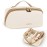Prite Makeup Bag for Women Travel Waterproof Vegan Leather Cosmetic Bag Open Flat Toiletry Bag With Clear Divider and Handle
