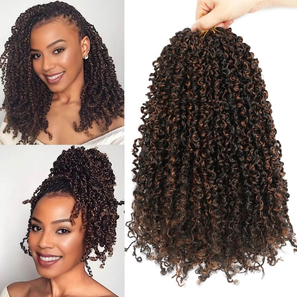 Aksice Pre-looped Yanky Twist Crochet Hair 8 Inch 8 Packs Bohemian Passion Twist Spring Mini Twist Crochet Hair for Black Women Boho Crochet Braids Synthetic (1b/h/30)