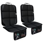 Meolsaek Car Seat Protector for Child Car Seat, Durable 600D Fabric Waterproof Car Seat Cover with Thick Pad Non-Slip Backing (No Imprints) (2 Seat Protector Black)