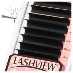 LASHVIEW Volume Lash Extensions 0.03-0.20 J/B/L/C/CC/D Curl 8-16mm Mixed & Single Length Tray, Soft Matte Dark Professional Eyelashes Extension(0.05 CC 8-16mm)