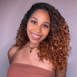 Eerya 8 Packs Boho Box Braids Crochet Hair for Black Women 10 Inch Goddess Box Braids Pre-looped Bohemian Crochet Box Braids With Curly Ends Synthetic Crochet Hair Extensions (10 inch, T1B/33/30)