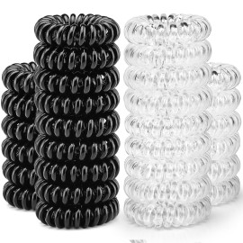 20 Pcs Christmas Spiral Hair Ties, 4cm No Crease Coil Phone Cord Ties for Thick Hair - Women Ponytail Holder Elastics