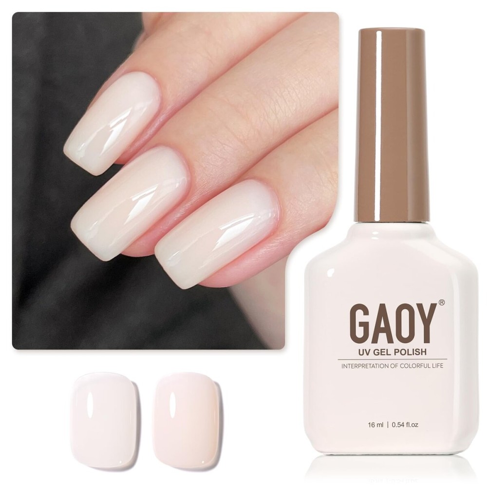 GAOY Nude Jelly Gel Nail Polish, 16ml Sheer Translucent Netural Soak Off Gel Polish, UV Light Cure for Nail Art DIY at Home, 2948 Sheer Opal