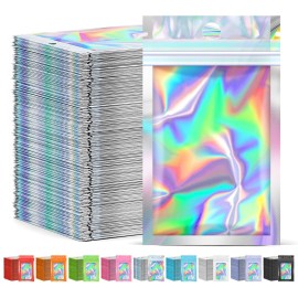 JETMORE 300 Pcs Mylar Bags, Smell Proof Bags Foil Pouch, Holographic Resealable Bags for Small Business, Candy Sample Jewelry Bag Sealable Packaging for Party Favor Food Storage (3x5in)