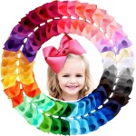 Oaoleer 40Pcs 8 Hair Bows Clips Grosgrain Ribbon Bows Hair Alligator Clips Hair Barrettes Hair Accessories for Baby Girls Infants Toddlers Kids Teens Children (8 Inch)