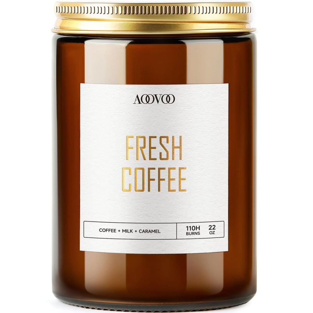 AOOVOO Fresh Coffee Candle - Large Scented Soy Wax Aromatherapy Candle, 22oz