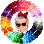 Oaoleer 40 Colors 4 Inch Hair Bows Clips Grosgrain Ribbon Bows Hair Alligator Clips Hair Barrettes Hair Accessories for Girls Toddler Infants Kids Teens Children (4inch 40color)