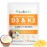 flasture Vitamin D3 K2 Supplement Softgels, 10000 IU VIT D3 + 200 MCG K2 (MK-7) | 2-in-1 Replenish Formula with Coconut Oil, Supports in Calcium Absorption, Easy to Swallow 120 Capsules.