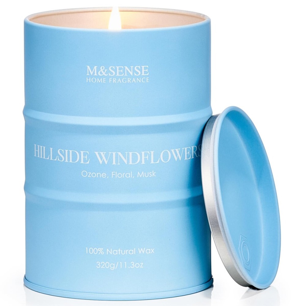 M&SENSE White Flowers Soy Scented Candles, Summer Natural Organic Clean Burning Candles 11.3oz 70 Hours Long Lasting, Floral Relaxing Aromatherapy Candles Gifts