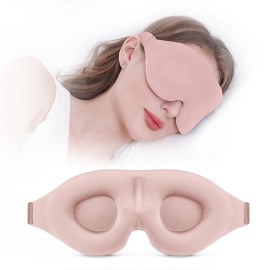 YIVIEW Sleep Mask for Side Sleeper, Complete Light Blocking 3D Pink Sleeping Eye Mask, Soft Breathable Eye Cover for Women Men, Relaxing Zero Pressure Night Blindfold