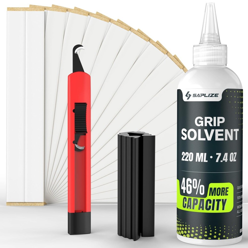 SAPLIZE Golf Grip Value Kit - 7.4oz Solvent, 15 Grip Tapes, Hook Blade & Rubber Vise Clamp for Regripping Clubs