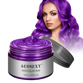 Temporary Hair Color Wax Dye,Hair Color Spray, Natural Hair Coloring Wax Material Disposable Hair Styling Clays Ash for Cosplay,Party,Masquerade, Halloween.etc (Purple, 1 Pack)