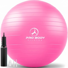 ProBody Pilates Exercise Ball - Multiple Sizes Gym Grade Balance Ball for Fitness, Yoga, Workout, Pregnancy & Physical Therapy (Pink, 55 cm)