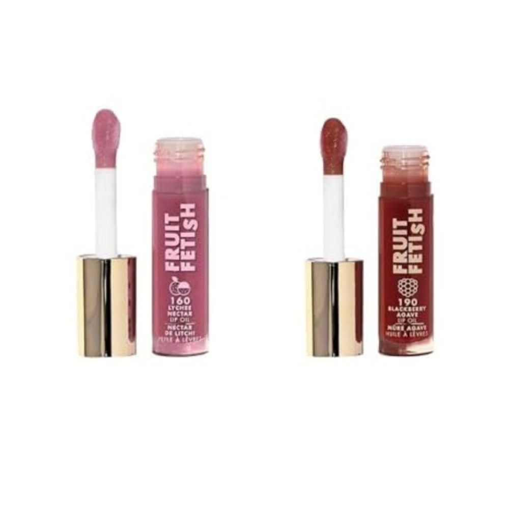 Milani Fruit Fetish Lip Oil Bundle with Vitamin E for Instant Hydration, Fruit Extract Infused Lip Treatment and Moisturizing Lip Gloss - Blackberry Agave + Lychee Nector, 2pk