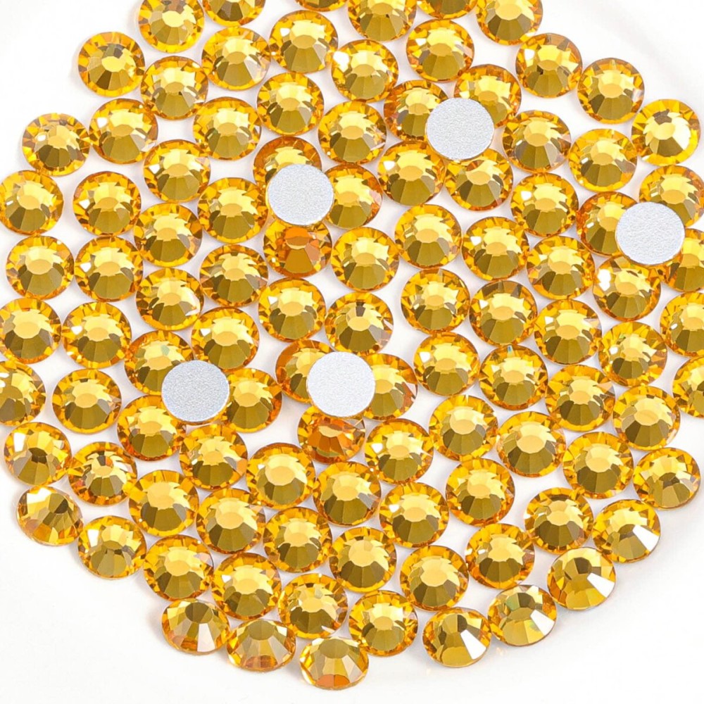 Beadsland Flat Back Crystal Rhinestones Round Gems for Nail Art and Craft Glue Fix, Topaz, 8.3-8.6mm, SS40/144pcs