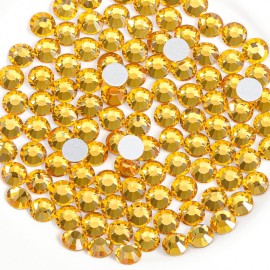 Beadsland Flat Back Crystal Rhinestones Round Gems for Nail Art and Craft Glue Fix, Topaz, 8.3-8.6mm, SS40/144pcs