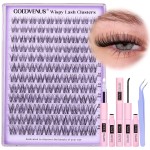 Invisible Band Lash Clusters Kit Wispy Natural Cluster Eyelash Extension Kit DIY Lash Extension Kit C Curl 10-16MM Eyelash Clusters Volume Individual Lashes Kit by Goddvenus